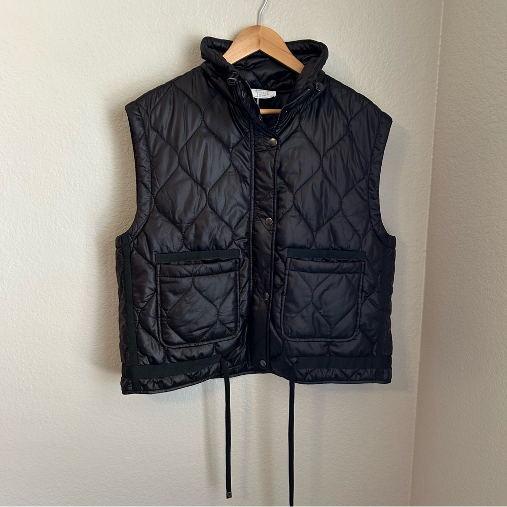 NWT, Sage The Label Women’s Quilted Lightweight Oversized Vest in Black, Large
